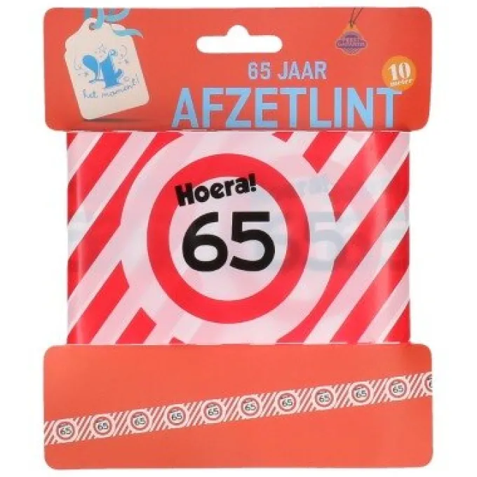 Afzetlint verkeersbord 65 jaar - 10m