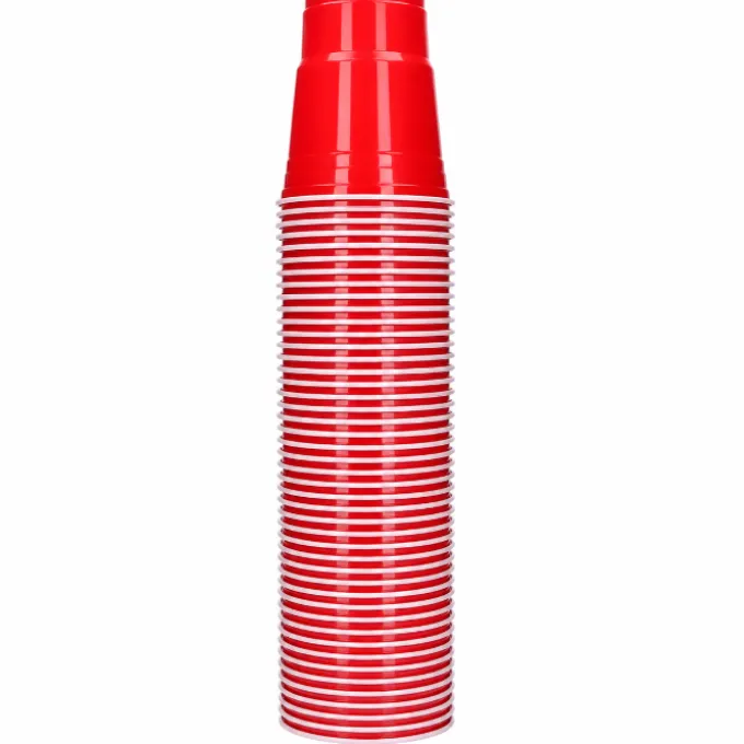 American cups Beer pong rood plastic 50 stuks