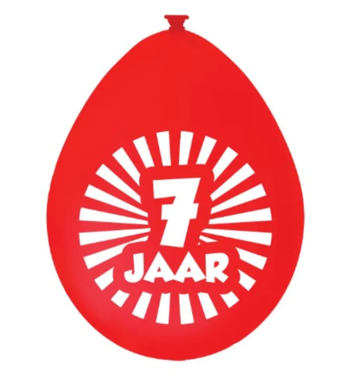 Ballonnen 7 jaar meerkleurige 30cm - 10 stuks