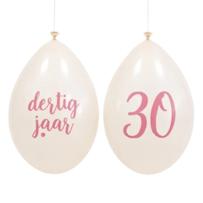 Ballonnen 30 jaar roségoud - 10 stuks