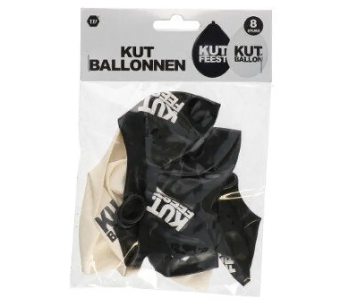 Ballonnen Kutfeest zwart/wit - 8 stuks