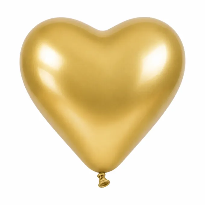 Ballonnen Metallic Hart - Goud - 30cm - 3 stuks