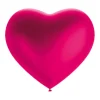 Ballonnen parelmoer hart donkerroze 30cm - 4 stuks