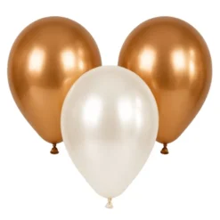 Ballonnen parelmoer wit/goud 30cm - 20 stuks