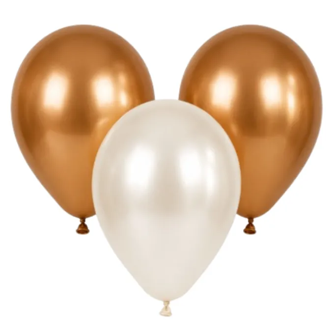 Ballonnen parelmoer wit/goud 30cm - 20 stuks