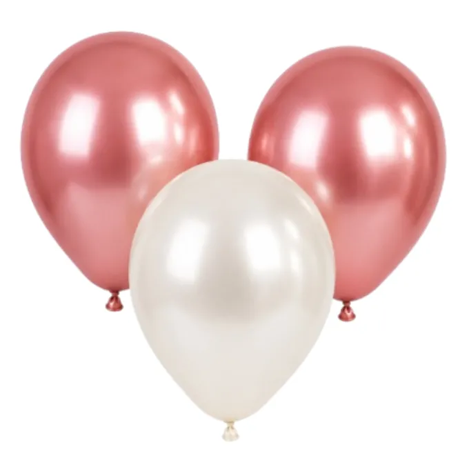 Ballonnen parelmoer wit/roségoud 30cm - 20 stuks