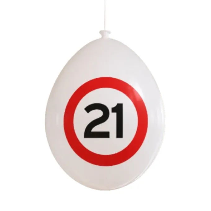 Ballonnen verkeersbord 21 jaar - 10 stuks