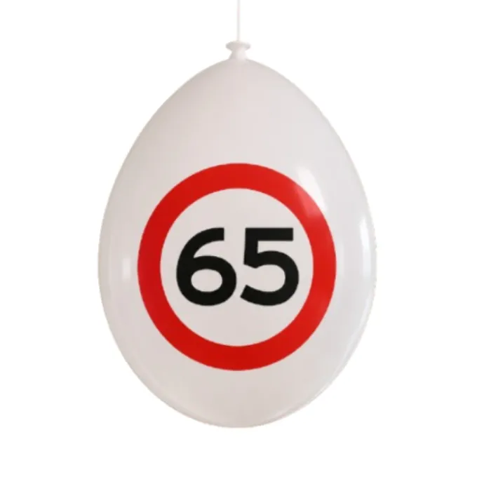 Ballonnen verkeersbord 65 jaar - 10 stuks