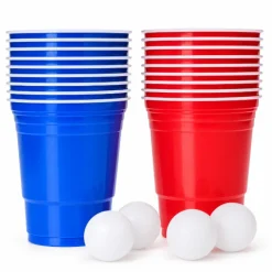 Beer Pong set rood/blauw – 20 bekers + 4 ballen