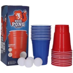 Beer Pong set rood/blauw – 20 bekers + 4 ballen