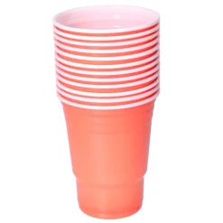 Bekers Beer Pong plastic oranje – 12 stuks (455 ml)