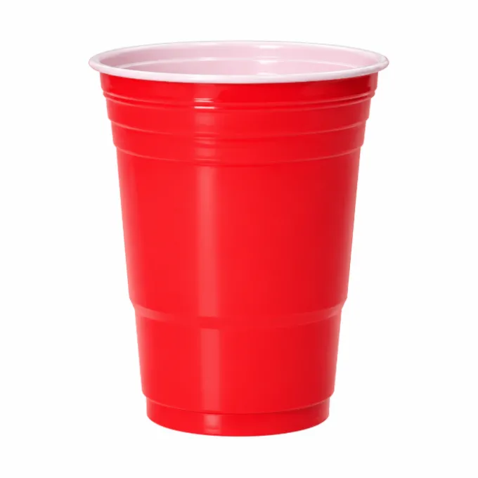 Bekers Beer Pong plastic rood – 12 stuks (455 ml)