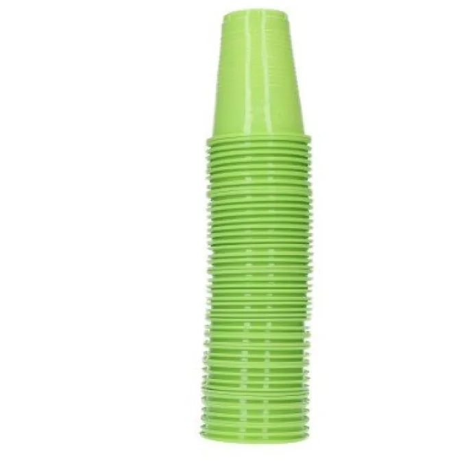 Bekers plastic groen – 50 stuks (200 ml)