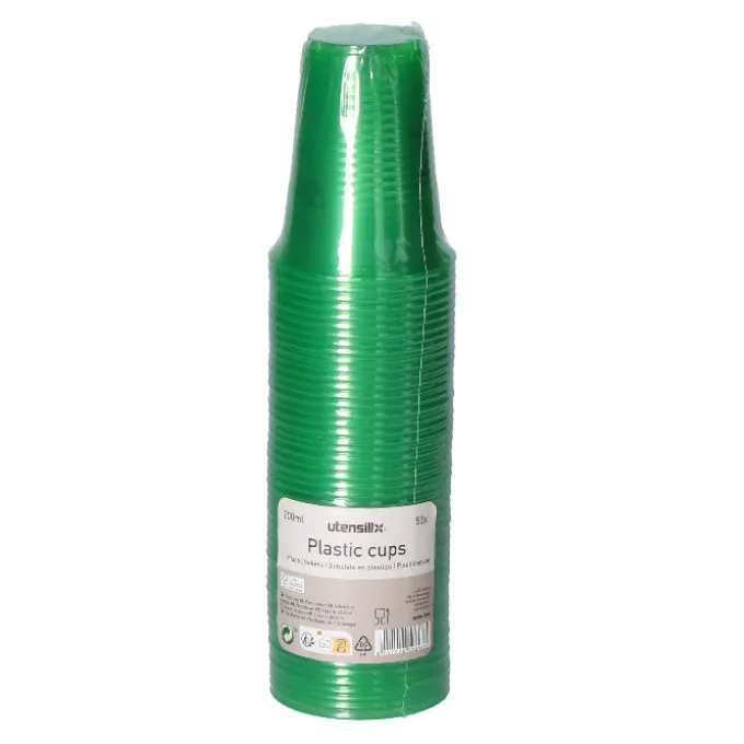 Bekers plastic groen – 50 stuks (200 ml)