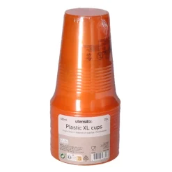 Bekers plastic XL oranje – 20 stuks (480 ml)