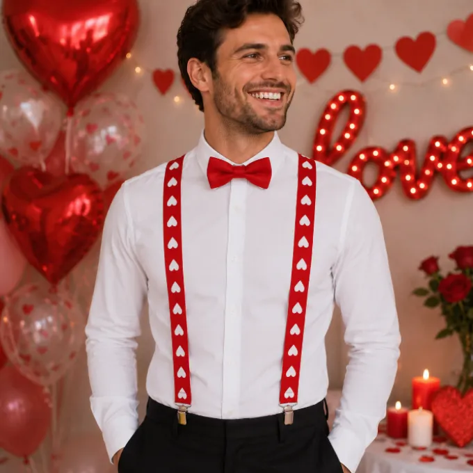 Bretels hartjes rood
