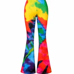 Broek flared tie-dye regenboog dames maat L/XL