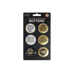 Buttons Abraham 50 jaar - 6 stuks