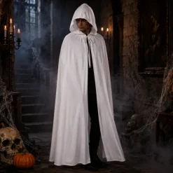 Cape Halloween capuchon wit volwassene