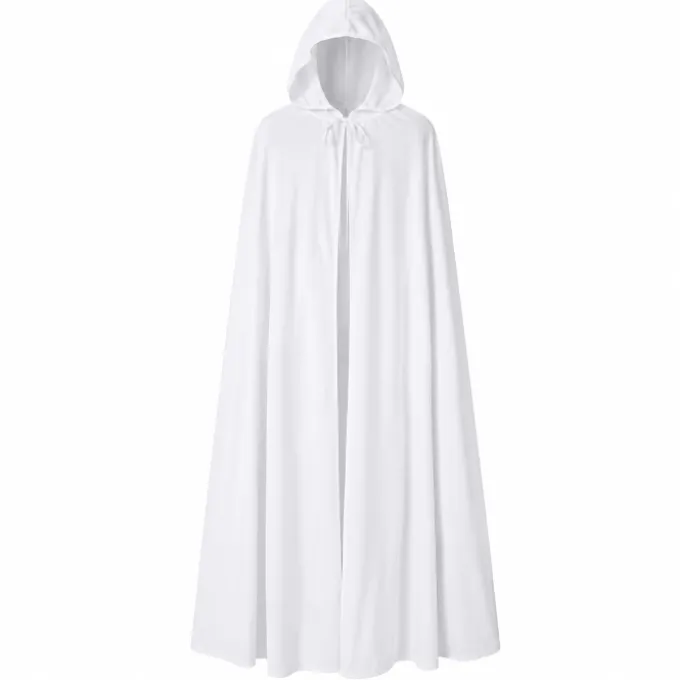 Cape Halloween capuchon wit volwassene