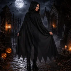 Cape Halloween capuchon zwart