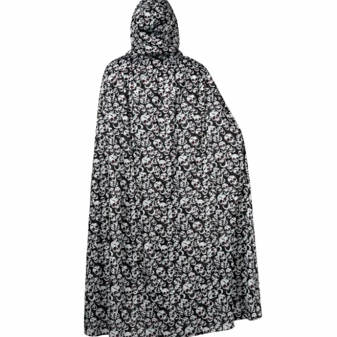 Cape Halloween schedels zwart/wit one size