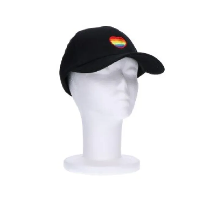 Cap zwart regenboog hartje