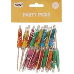 Cocktailprikkers parasols meerkleurig 24 stuks