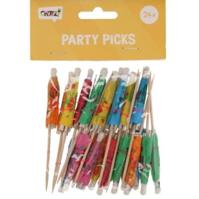Cocktailprikkers parasols meerkleurig 24 stuks