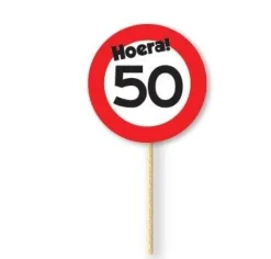 Cocktailprikkers verkeersbord 50 jaar - 12 stuks