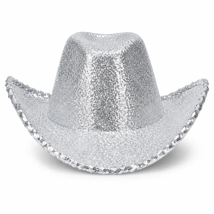 Cowboyhoed pailletten zilver