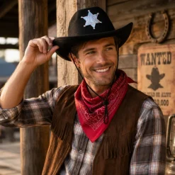 Cowboyhoed zwart met badge