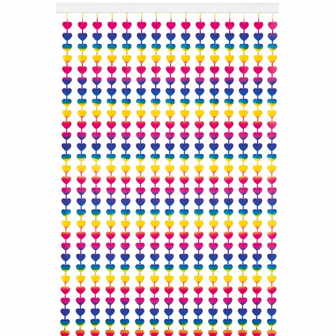 Deurgordijn folie hart regenboog - 1 x 2 m