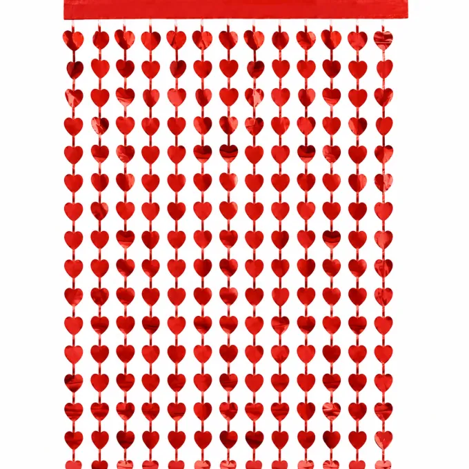 Deurgordijn hartjes folie rood 100 x 185cm