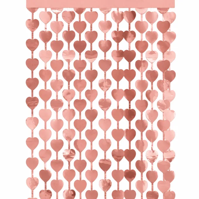 Deurgordijn hartjes folie roségoud 100 x 185cm