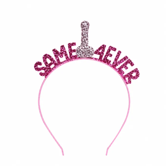 Diadeem Same penis 4 ever glitter roze