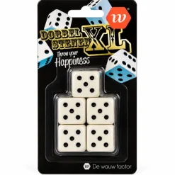 Dobbelstenenset XL wit/zwart 5 stuks
