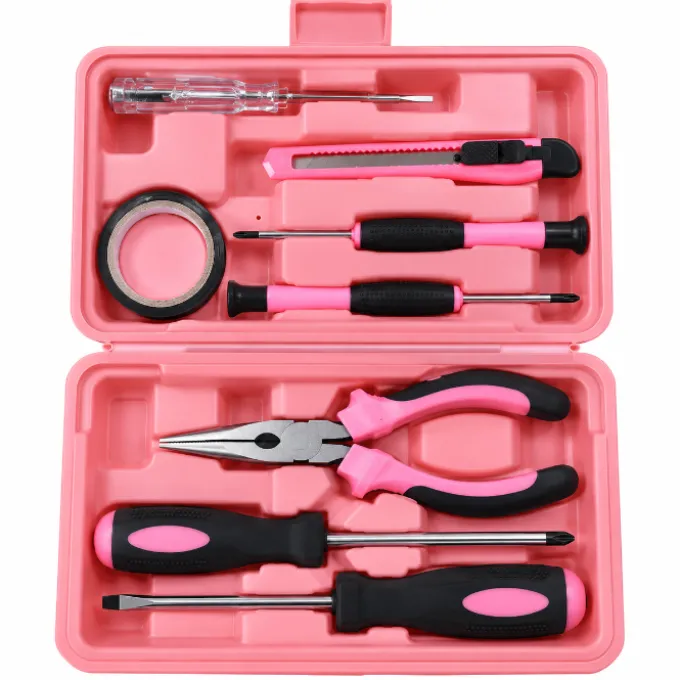 Doe-het-zelfgereedschapssets roze 9 stuks