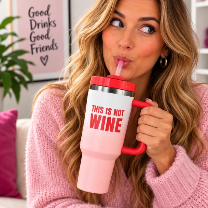 Drinkbeker 1200 ml oranje 'NOT WINE'