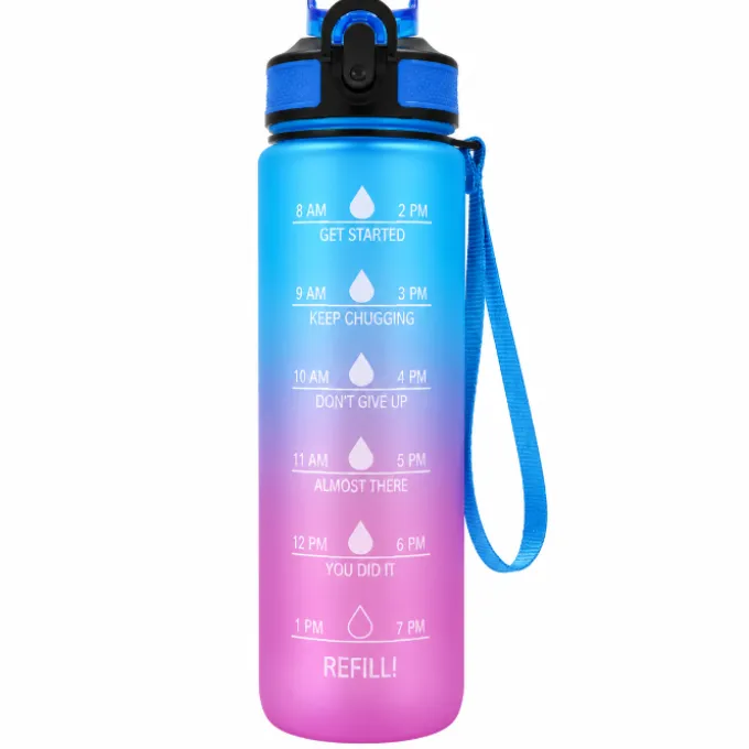 Drinkfles kleurverloop blauw/paars druppels