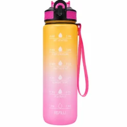 Drinkfles kleurverloop geel/roze druppels