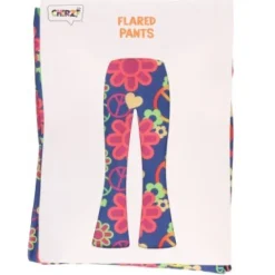 Flared broek hippie peace meerkleurig dames - S/M