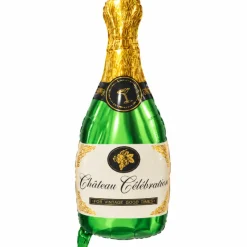 Folieballon champagnefles groen/goud - 70 x 31 cm