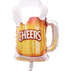 Folieballon Cheers bierpul geel/wit - 62cm