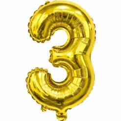 Folieballon cijfer 3 goud - 70 cm