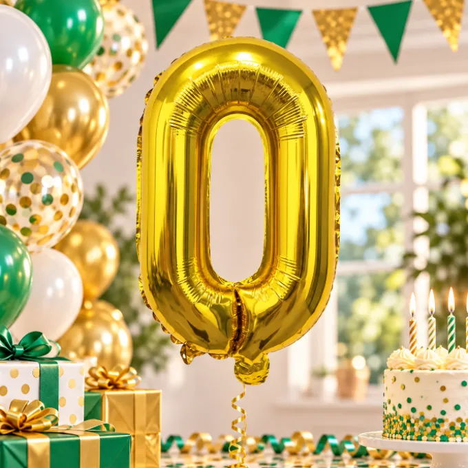Folieballon cijfer 0 goud - 70 cm