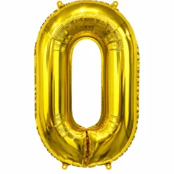 Folieballon cijfer 0 goud - 70 cm