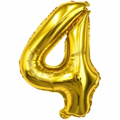 Folieballon cijfer 4 goud - 70 cm