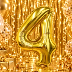 Folieballon cijfer 4 goud - 70 cm