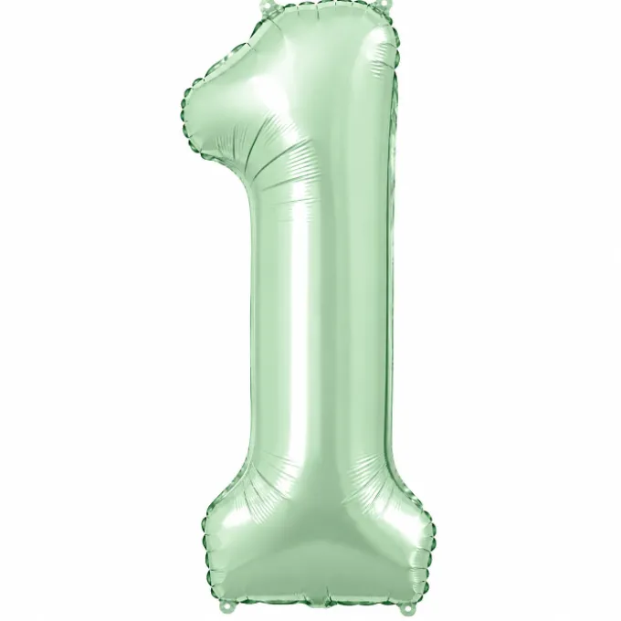 Folieballon cijfer 1 mintgroen - 80 cm